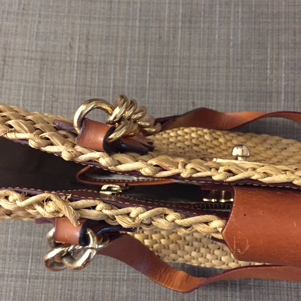 MICHAEL KORS Brown leather straw tote - Picture 5 of 13